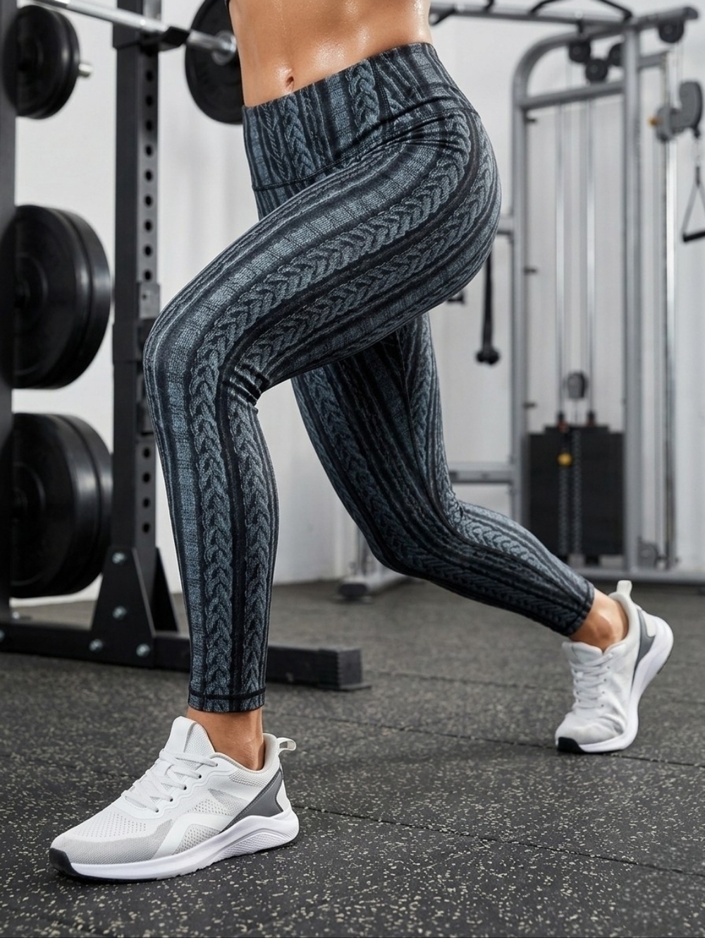 Calia Small Black Grey Printed Tight Fit Leggings